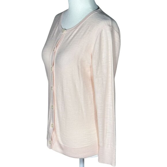 Ann Taylor Loft Size S 100% Cotton Light Pink Cardigan Sweater Long Sleeves - Picture 2 of 6